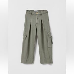 Zara Girls Green Pleated Cargo Pants